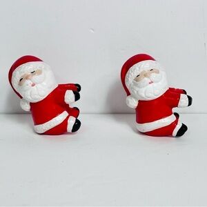 vintage santa claus candle hugger climber set of 2 hand painted 1982